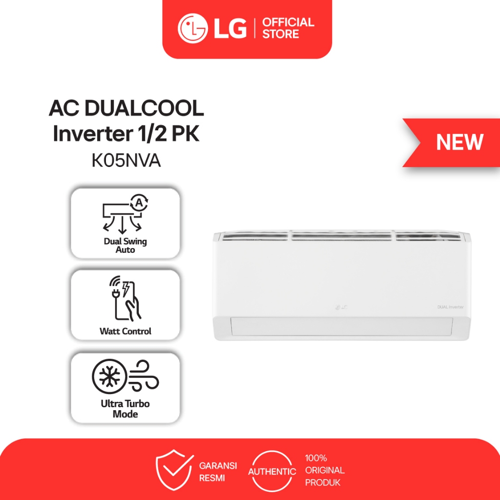 LG Air Conditioner 1/2 PK DUALCOOL New Terminator DUAL SWING AUTO - Watt Control - Gold Fin - Dual I