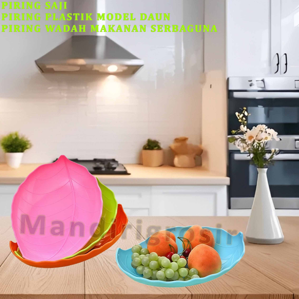 Piring Plastik Model Daun * Piring Saji * Piring Wadah Makanan Serbaguna * 1pcs