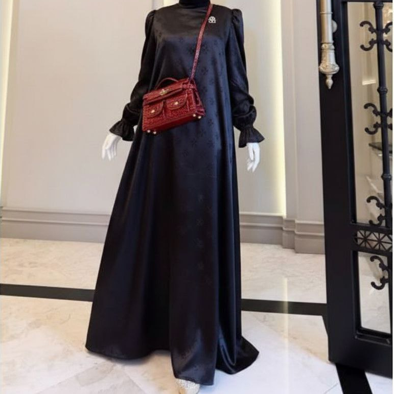 Gamis Shella Saukia - Dress Silk Embos - Gamis Silk SS - Dress Muslimah Silk