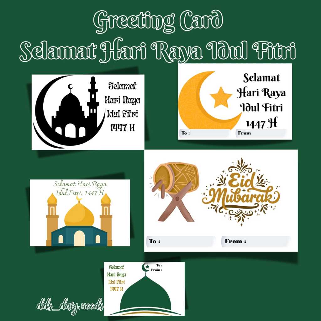Greeting Card Idul Fitri / Kartu Ucapan Idul Fitri / Kartu Ucapan Eid Mubarak Kertas Stiker atau Art