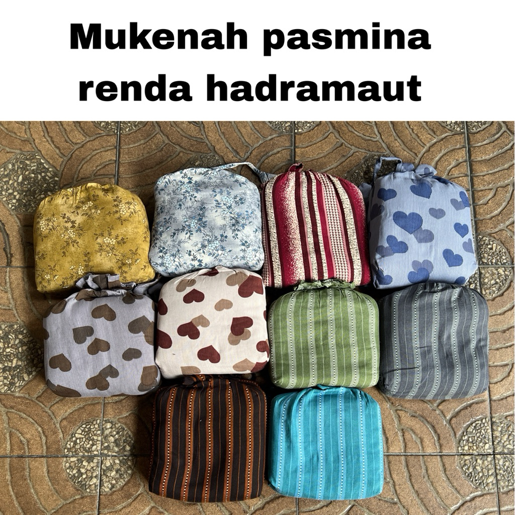 mukenah pasmina motif renda hadramaut dewasa