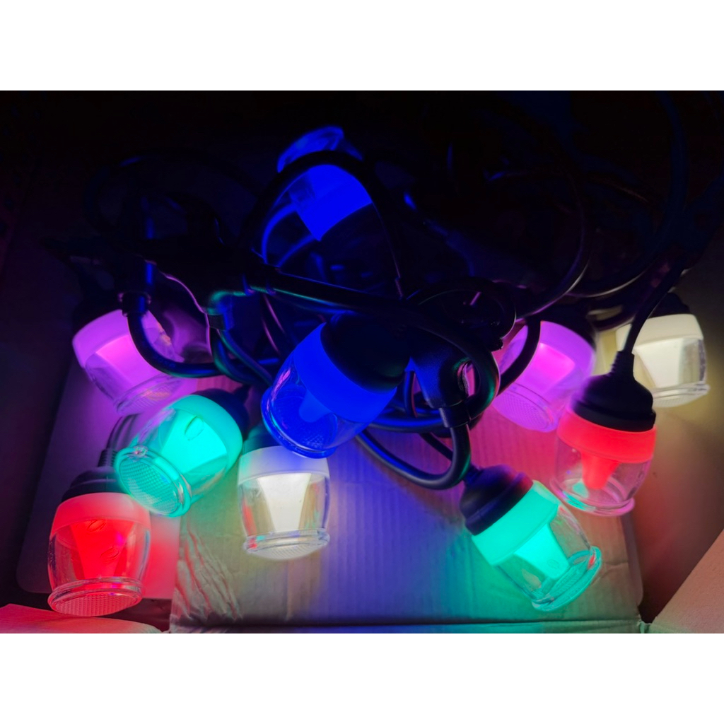 Lampu hias cafe 10 meter 10 lampu RGB warna warni nyala terus