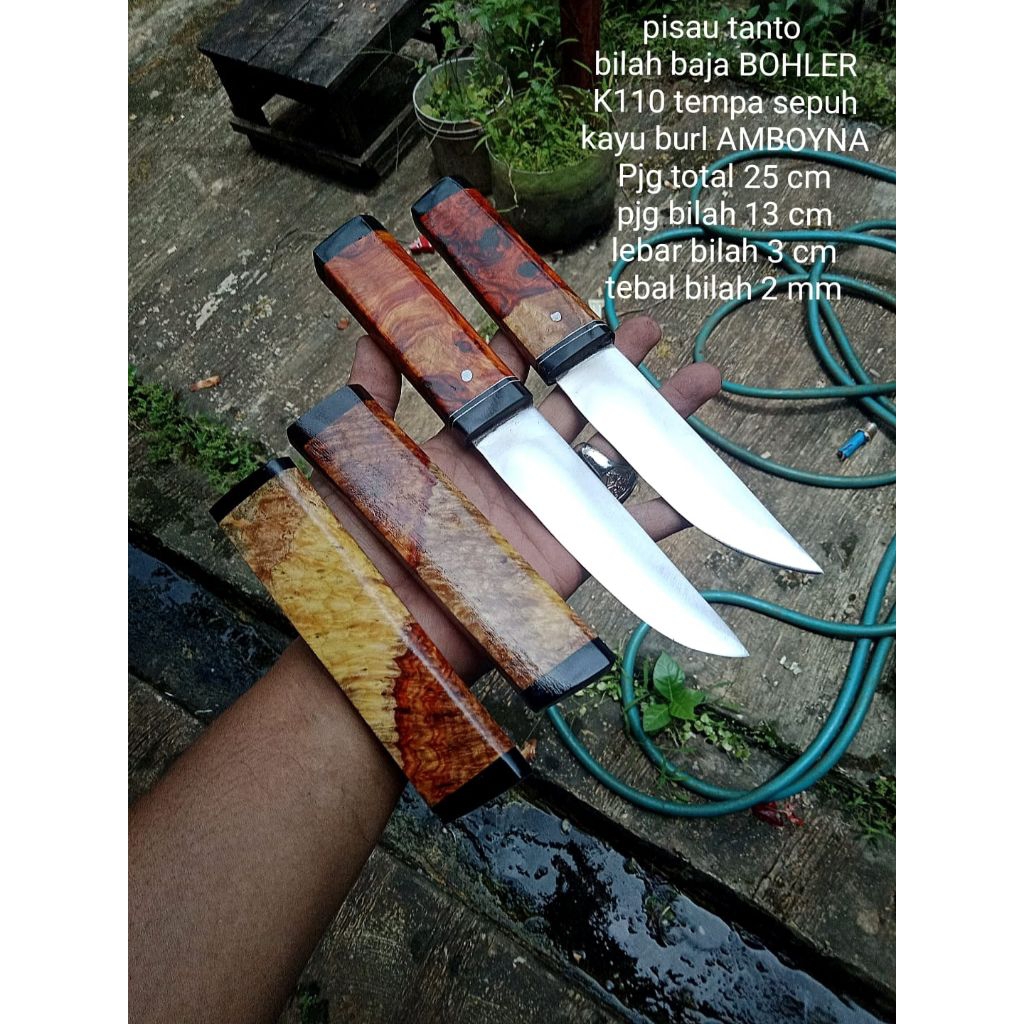 Pisau Dapur Tanto Baja Bohler K110 Handmade Cibatu