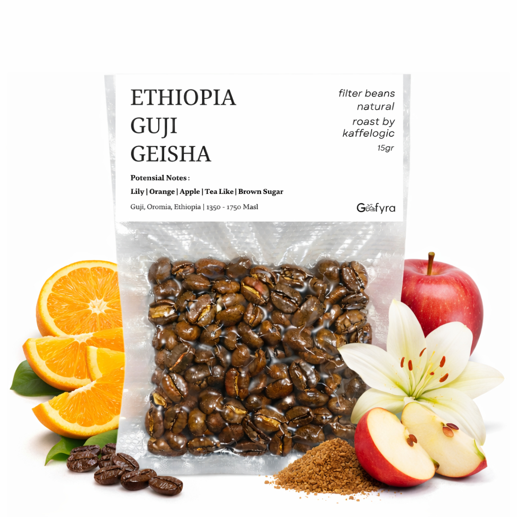 Gefyra Filter Beans Single Brew 15 Gr | Ethiopia Guji Geisha Natural | Beans Arabica | Kaffelogic Pr