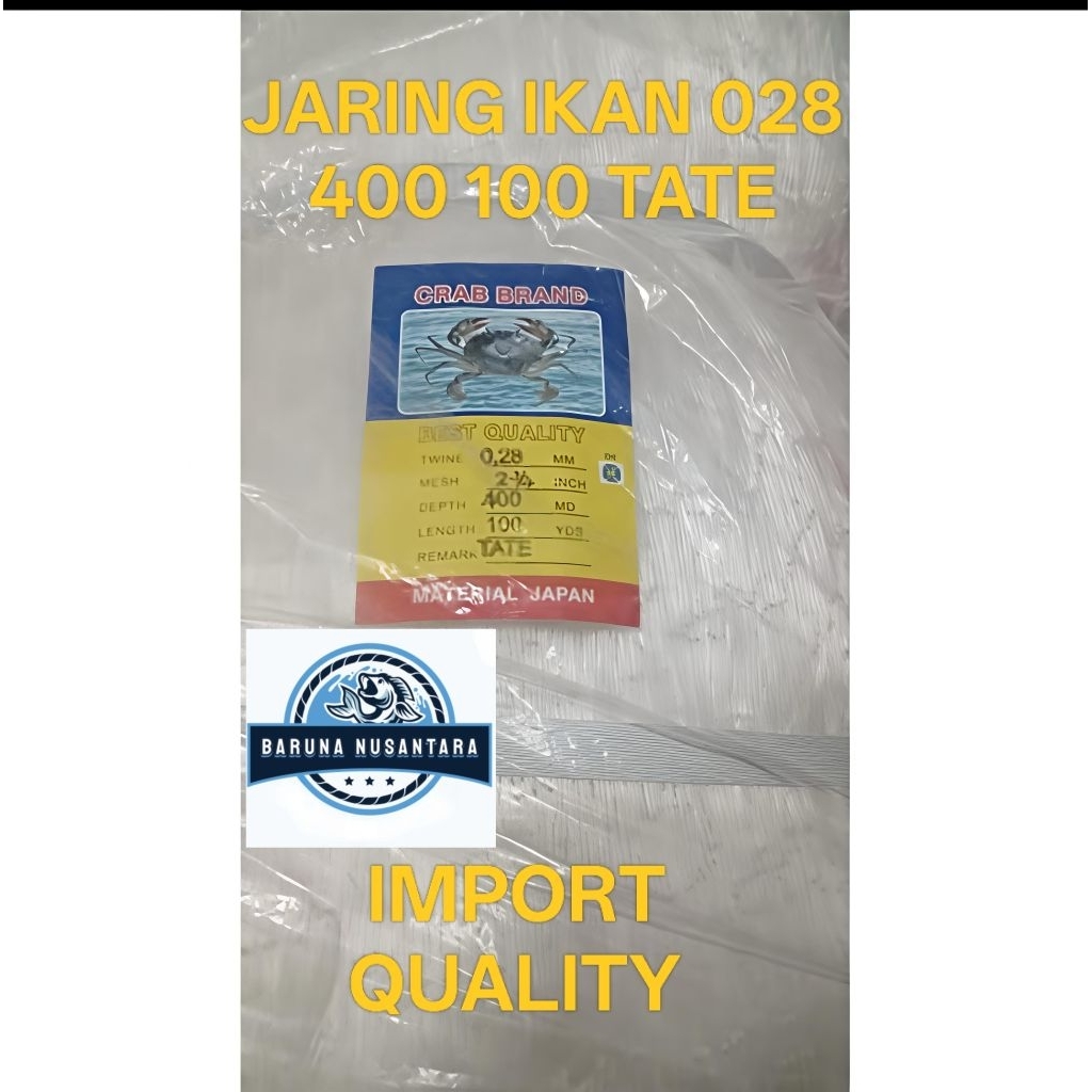 JARING IKAN SENAR 028 400x100 TATE (MATA MELINTANG/MEREM) - JARING IKAN COD BESAR