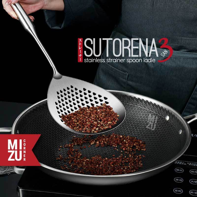 MIZU SUTORENA-SAN Stainless Strainer Spoon Ladle Centong Sendok Saringan Mie Jumbo Tirisan Sayur Sar