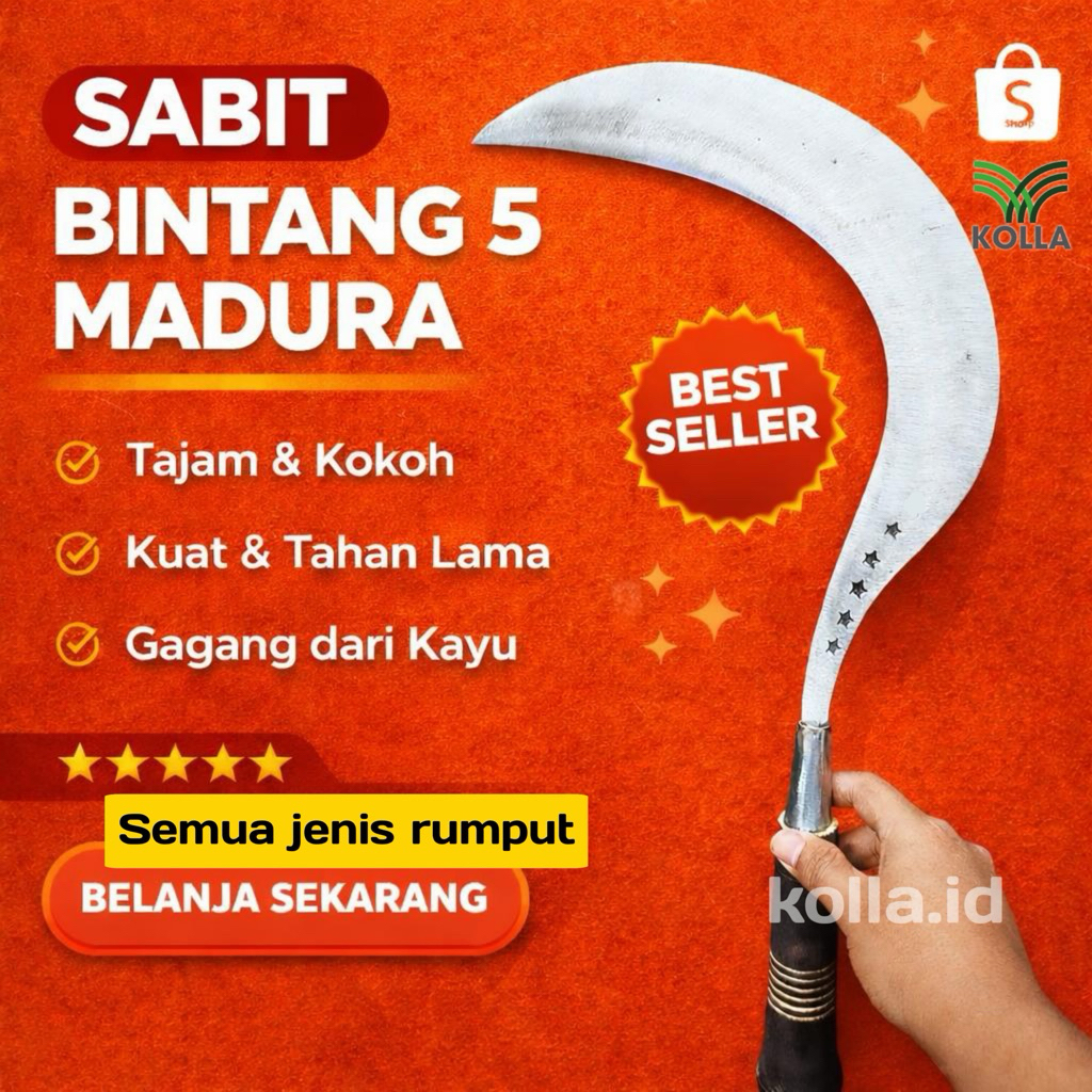 Sabit Arit Rumput Bintang 5 Madura Tajam Arit Baja Per Asli