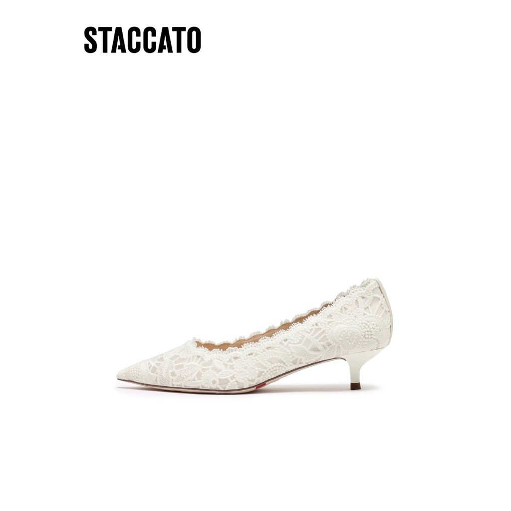 NEW TerMurah ORIGINAL Staccato Official EJC03AQ6 Woman High Heels White Apricot Putih Sepatu Hak Tin