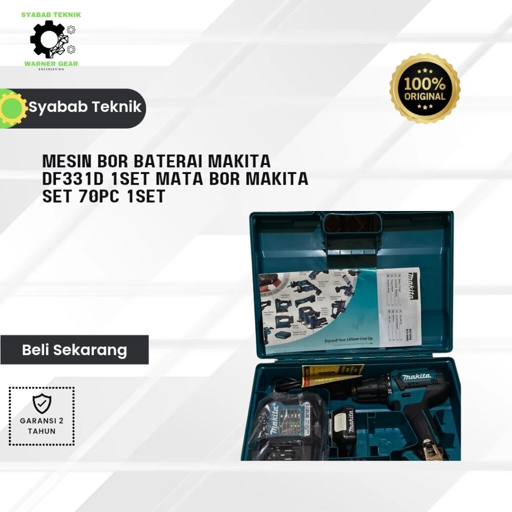 mesin bor baterai Makita DF331D 1set mata bor makita set 70pc 1set