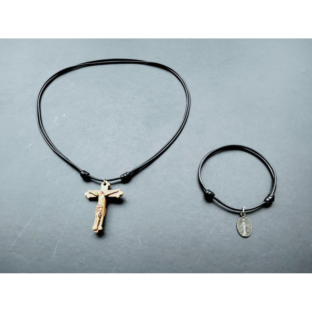 KG2 PAKET KALUNG + GELANG SALIB TALI KOREA HITAM