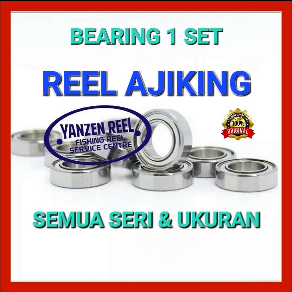 BEARING/LAKER 1 SET KHUSUS REEL AJIKING DAN TRIDENTECH SEMUA SERI & UKURAN - SPAREPART BEARING STAIN