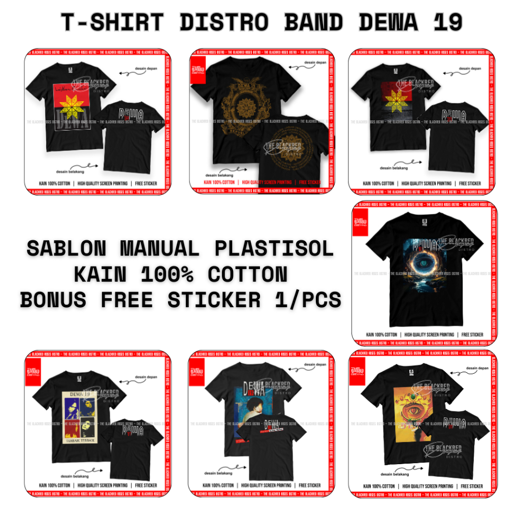 Dewa 19 - Kaos Dewa 19 Lengkap - Lanyard Dewa 19 - Sticker Pack Dewa 19 - Kaos Dewa 19 Ukuran S M L 