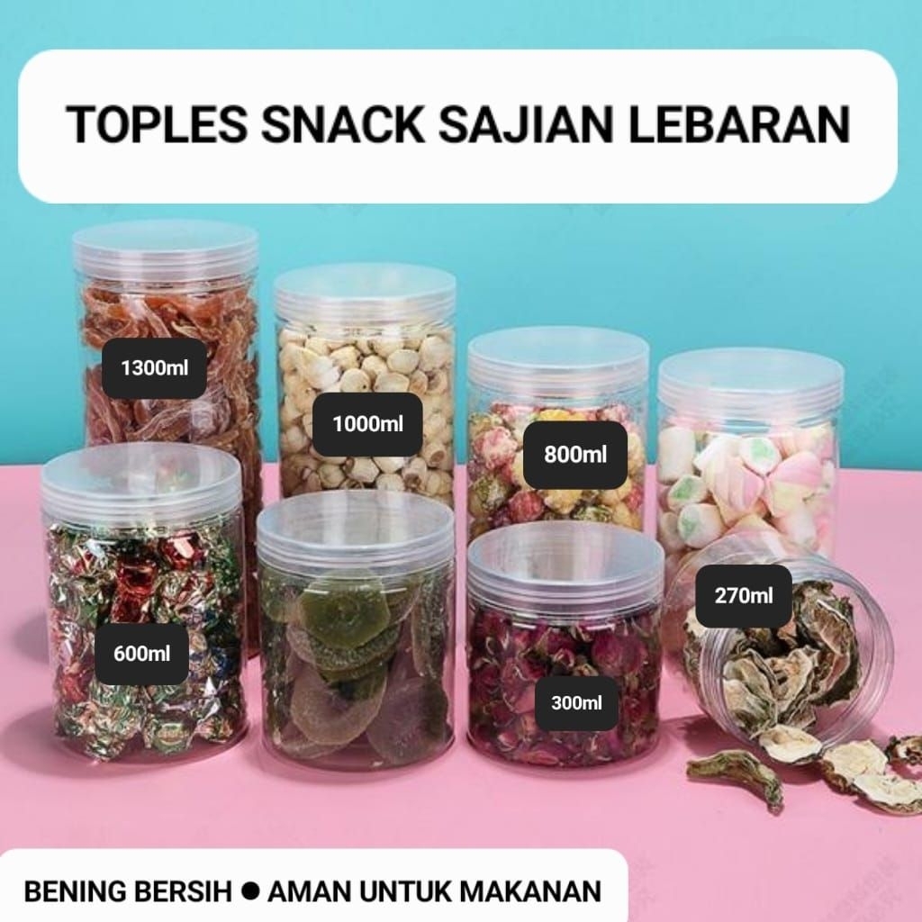 Toples Plastik Jajan 300ML Silinder Bening Transparan | Lodong Wadah tempat snack krupuk | Jar Wadah