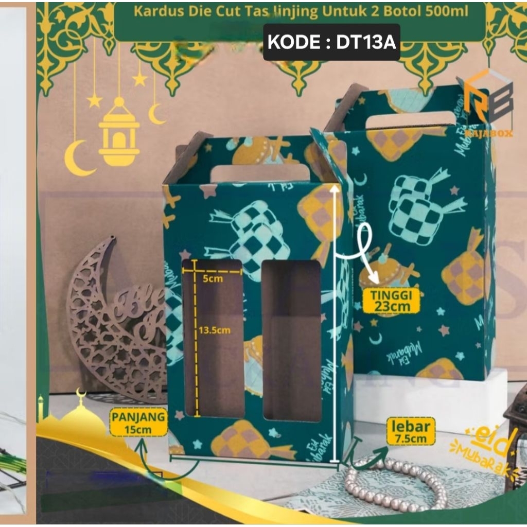 DT13 Kardus Lebaran Idul Fitri | Kardus Jinjing isi 2 botol 500ml kardus minuman botol idul fitri ka