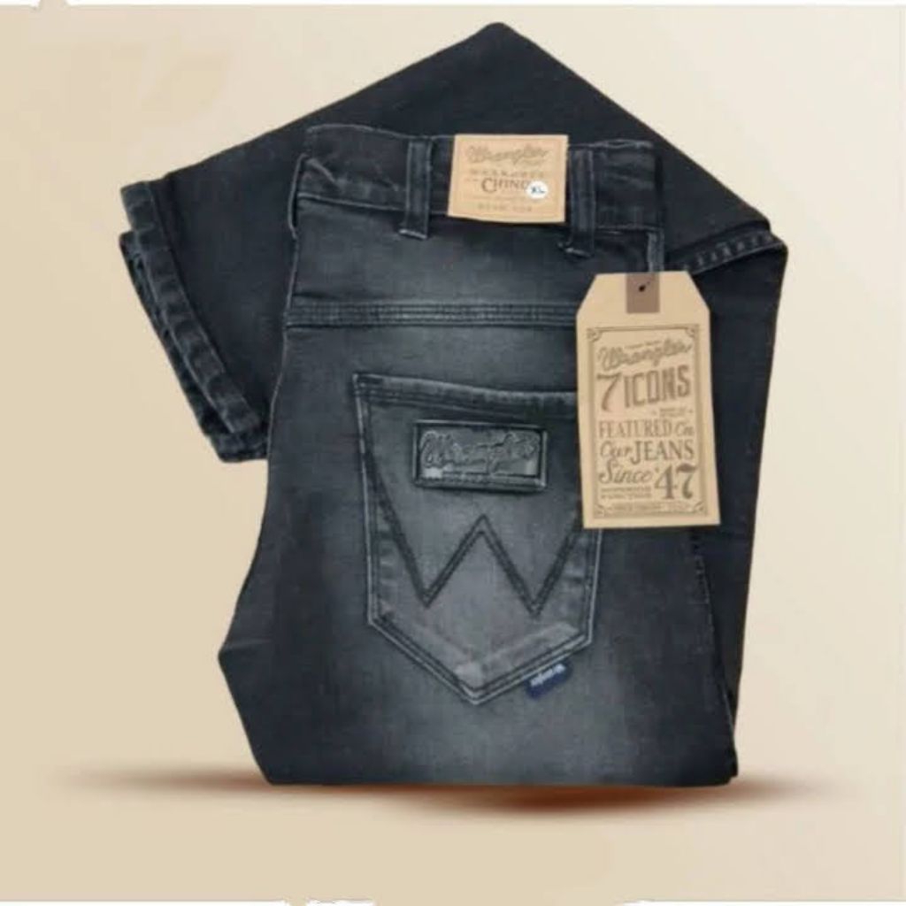 Celana jeans Wrangler Black Jazz Pria Slim fit Bahan Melar/Celana Jeans Pria Street Black Jazz Terba