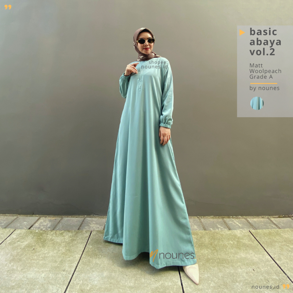 Nounes Basic Abaya Dress Vol 2 Gamis Daily Polos Wanita matt Wolfis Grade A