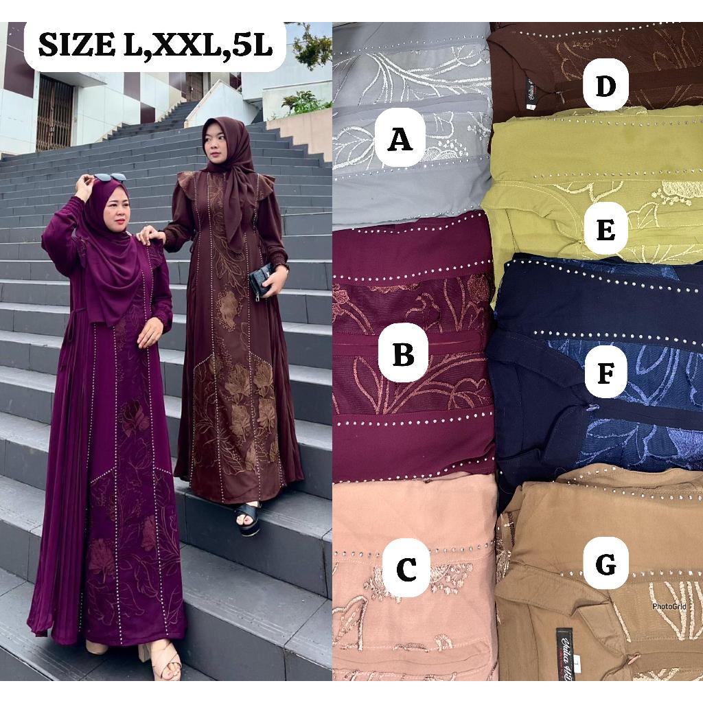 GAMIS SET HIJAB CERUTY PREMIUM MIX ZAQUARD + HIJAB DRESS CANTIK TERBARU BAJU PESTA MEWAH MODEL TERBA