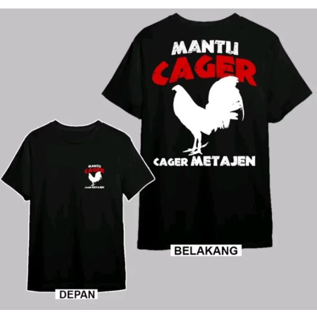 KAOS MANTU CAGER CAGER METAJEN MOTIF SILUET AYAM JAGO