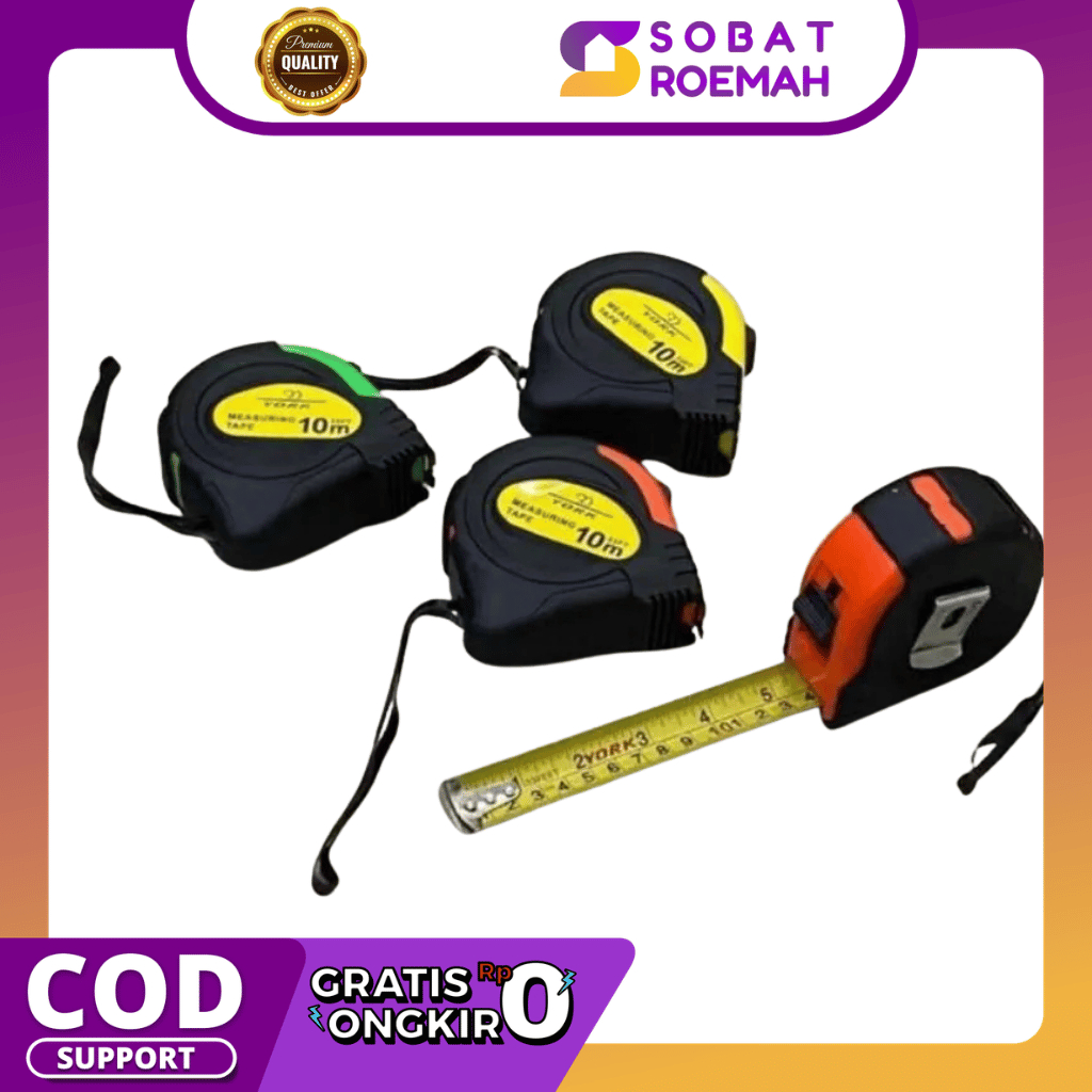 Meteran Karet 10 Meter / Meteran Tukang 10 M Karet Measuring Tape 10M