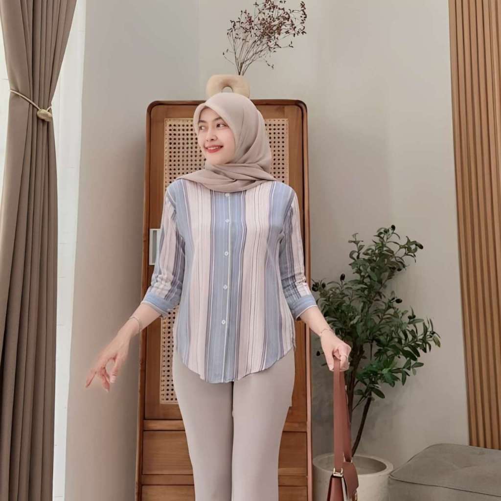 DAILY TOP BLOUSE KEMEJA RAYON SALUR JUMBO LD120