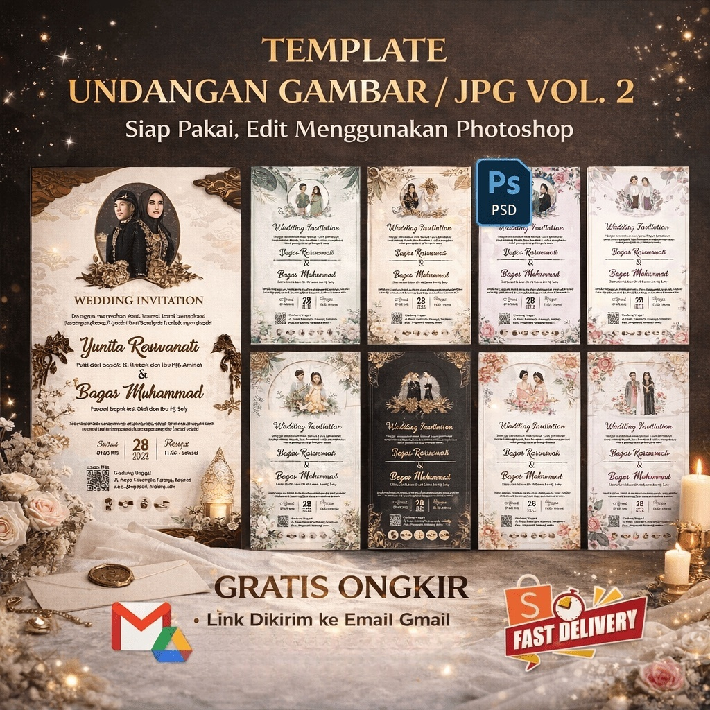 Template Premium Undangan Digital Wedding Pernikahan Aesthetic Kekinian Tema Adat Rustic Format PSD