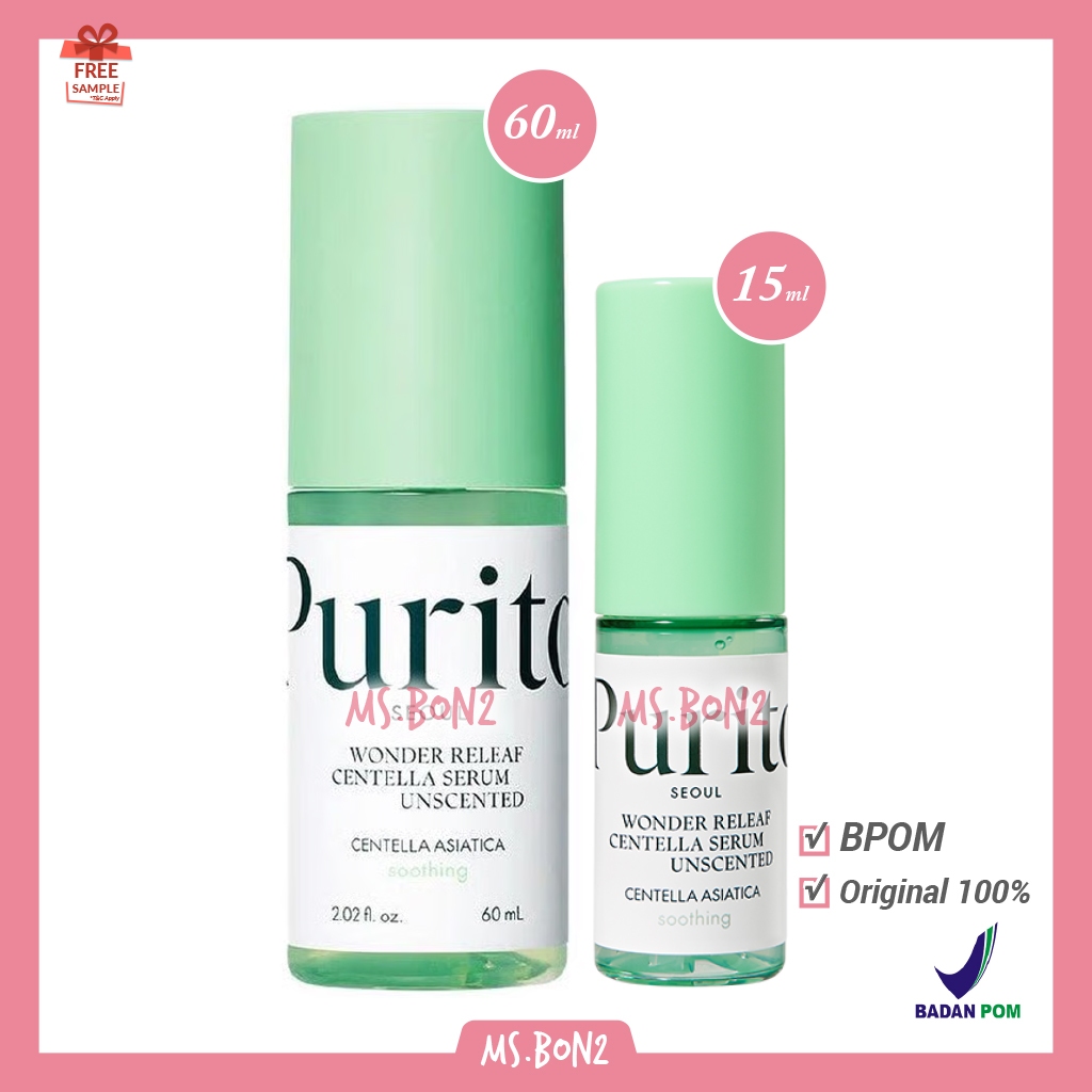 BPOM PURITO Wonder Releaf Centella Serum Unscented 60ml 15ml Full Size Travel Trial Mini Sample Seou