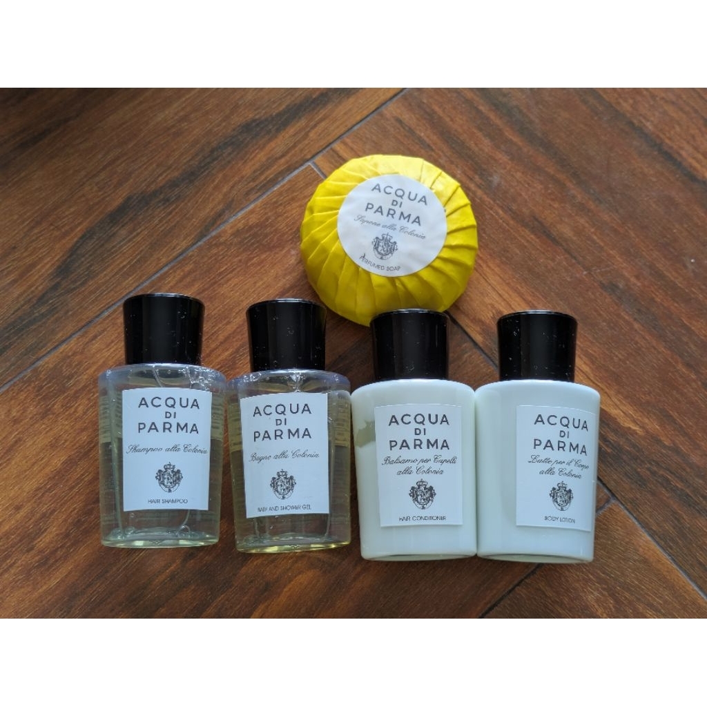 ACQUA DI PARMA ITALY Amenities Kit Travel Kit Hotel Kit Hair Shampoo Bath And Shower Gel Body Lotion
