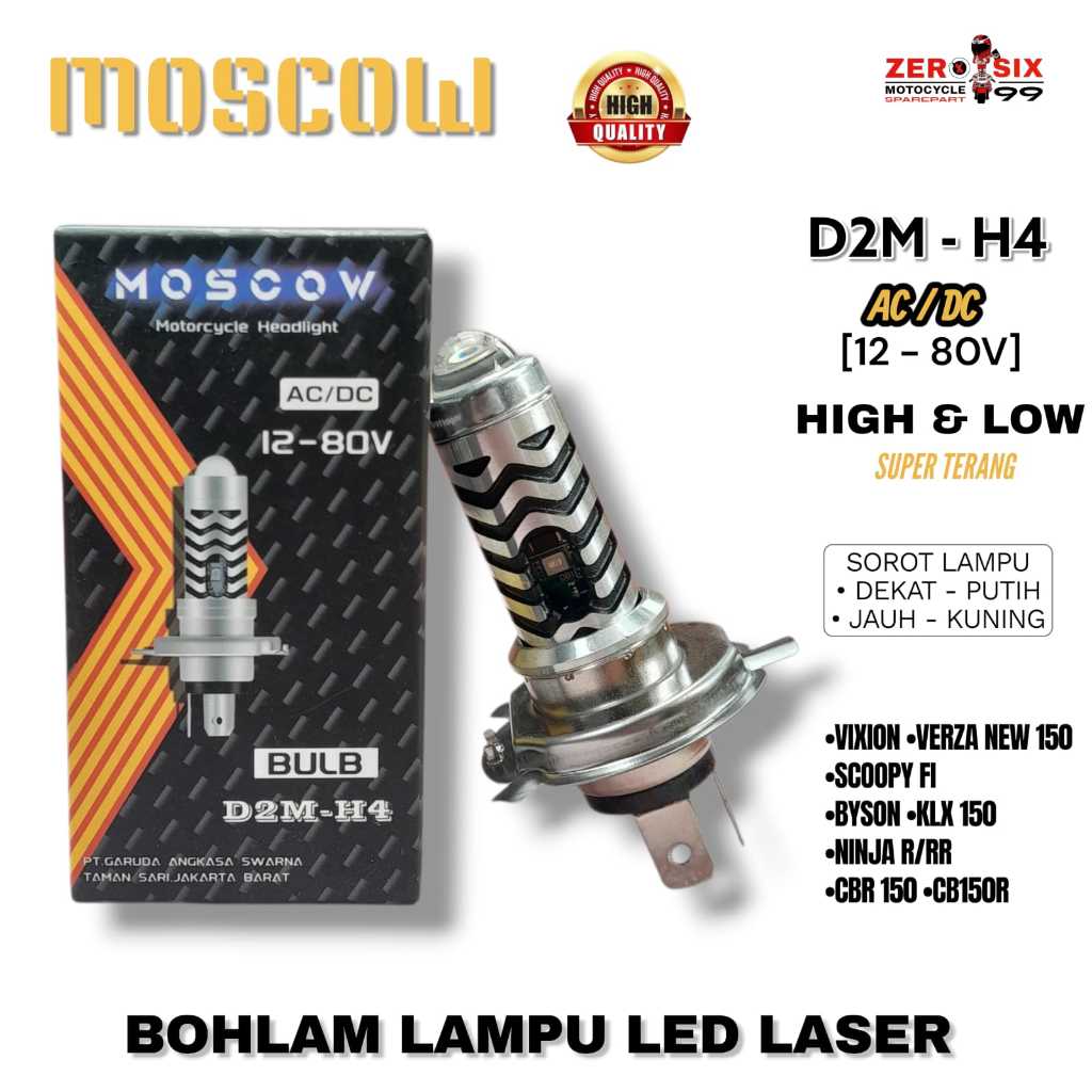BOHLAM LAMPU DEPAN LED LASER H4 - D2M  AC DC SUPER TERANG MOTOR - VIXION , CBR150 , CB150R , NINJA R