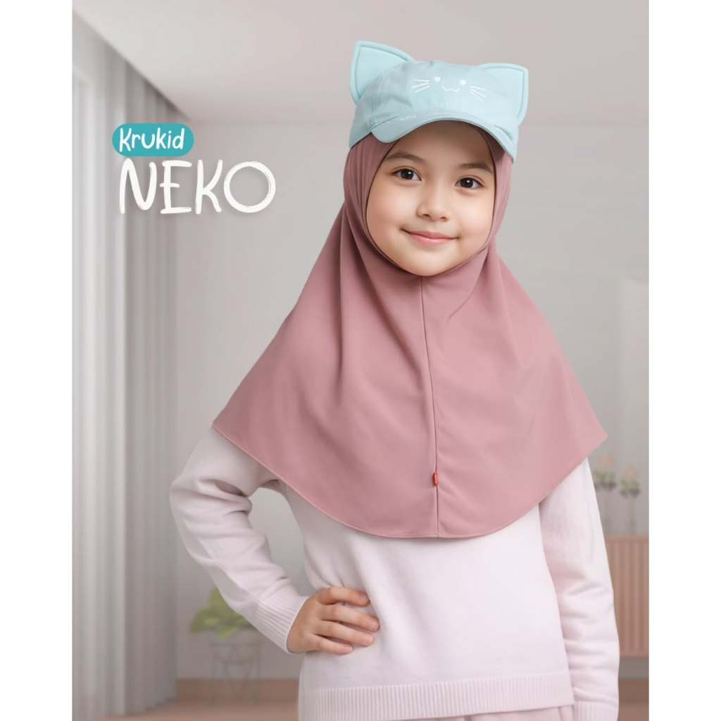 Krukid Neko Exclusive  | Kerudung Topi Anak | Krukid Topi | Kerudung Anak Perempuan | Kerudung Lucu 