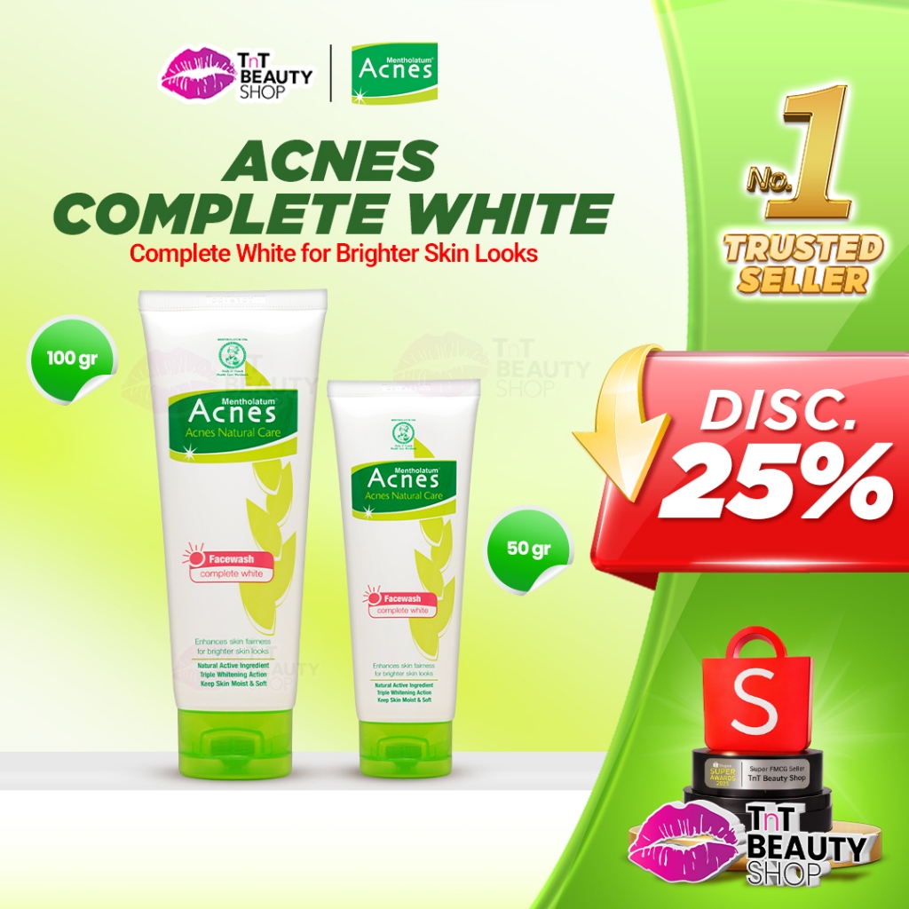 Acnes Face Wash Complete White 100 gr | 50 gr Pembersih Wajah | Facial Wash | TnT Beauty Shop