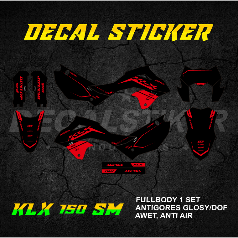 DECAL STIKER KLX 150 SM (007) DEKAL STICKER KLX SE S FULLBODY 2023 2024 2025 2026 MERAH JINGGA OREN 
