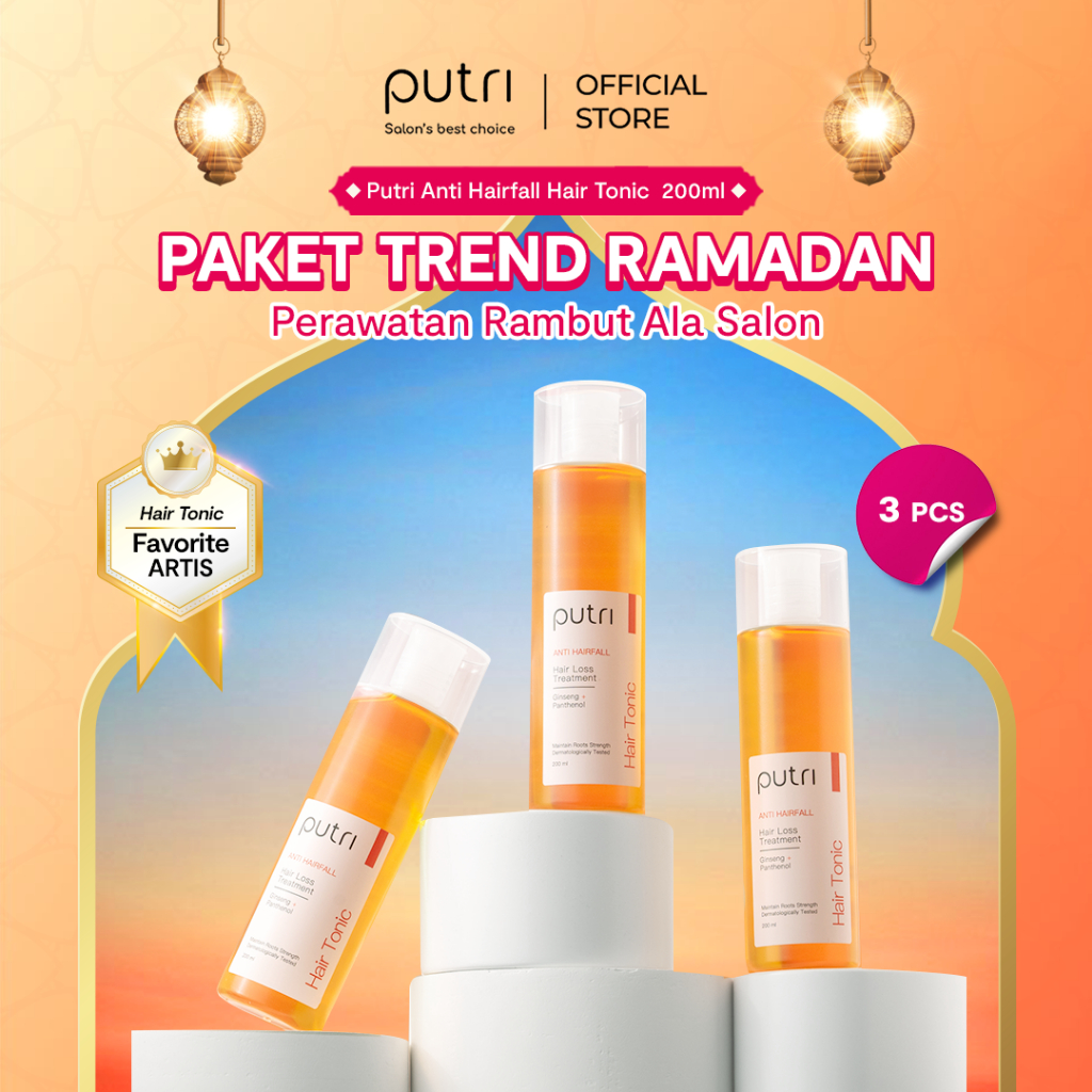[PAKET TREN RAMADAN] Putri Hair Set Package Anti Hairfall 200mL | Hair Tonic Wangi Tahan Lama | Toni