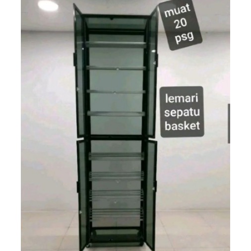LEMARI RAK SEPATU BASKET 10 SUSUN /LEMARI SEPATU FULL KACA RIBEN / LEMARI PENYIMPANAN SEPATU FULL KA