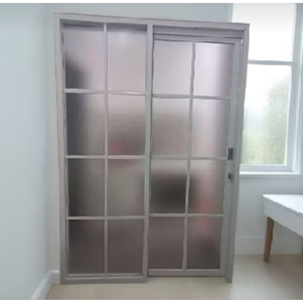 pintu sliding alumunium gandeng kaca mati ukuran T 200x160 bisa castem ukuran free packing kayu