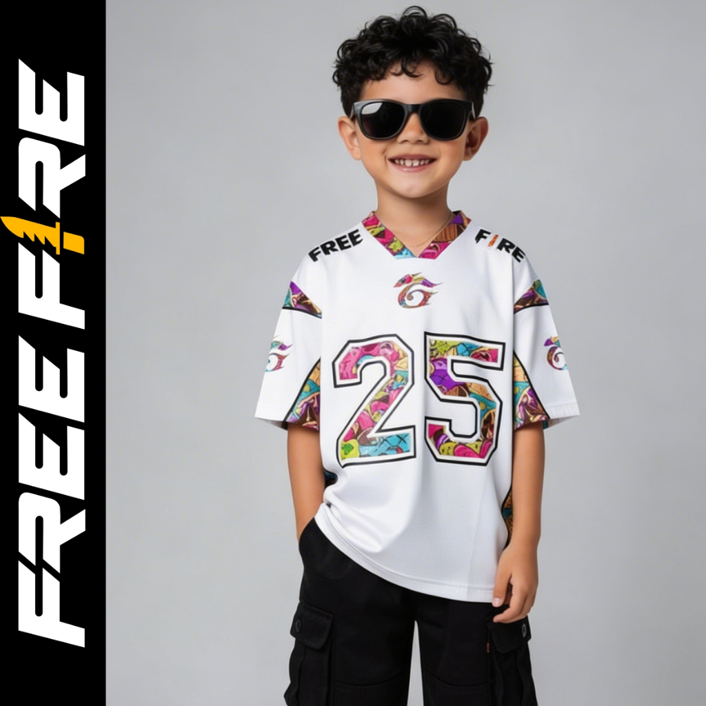 Baju FF Jersey FF Free Fire Oversize Anak & Dewasa Full Print Gratis Nama