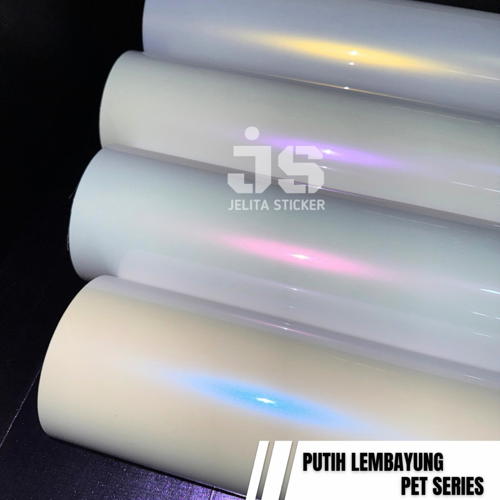 [ ROLL ] PREMIUM Sticker Putih Lembayung / Skotlet Putih Mutiara Lembayung PET