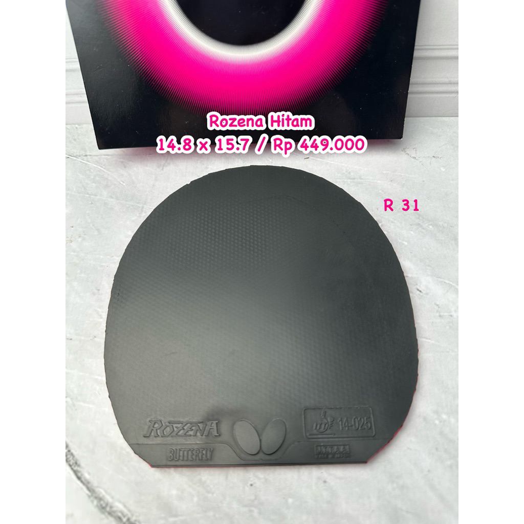 SECOND KARET BET BAT BAD PINGPONG TENIS MEJA ROZENA HITAM