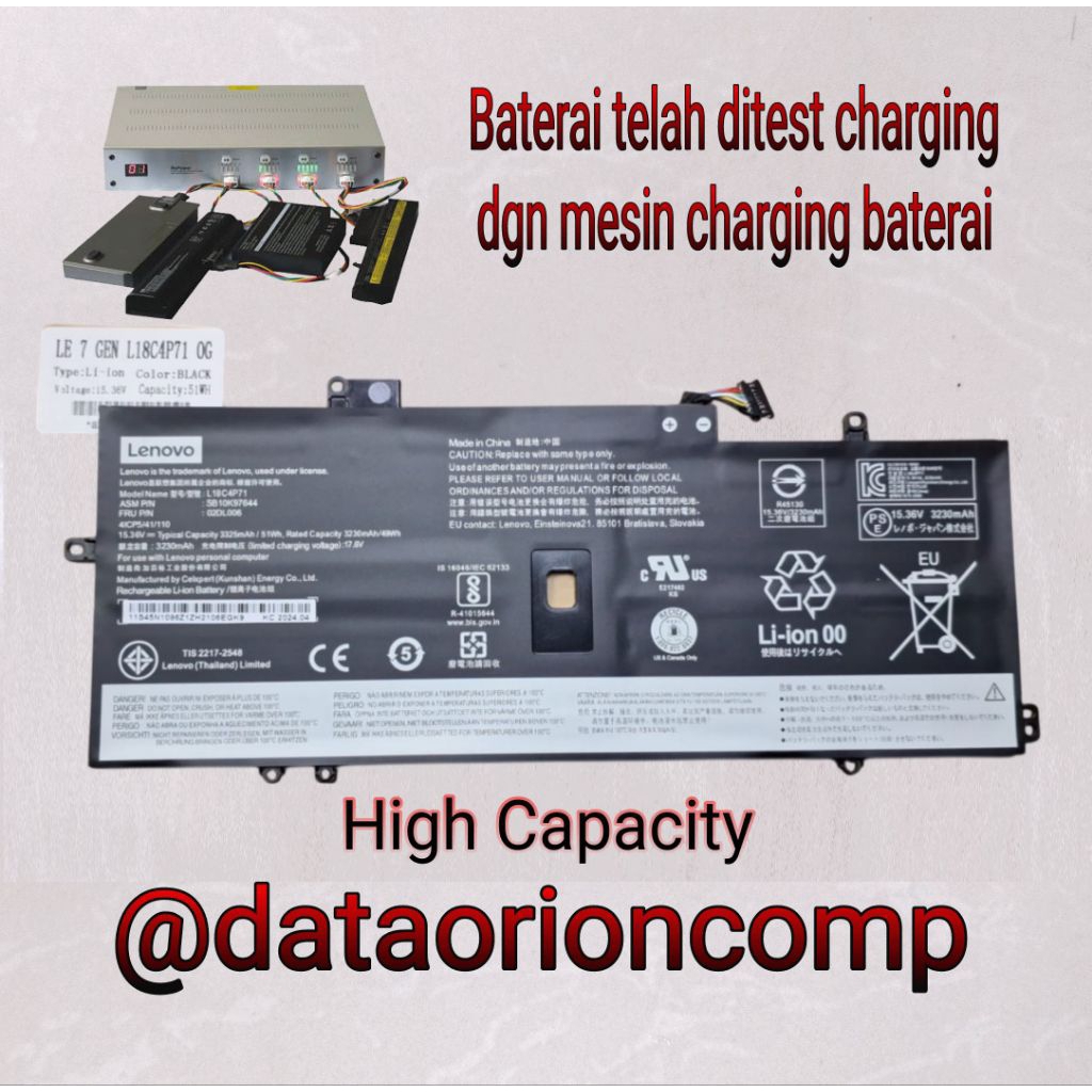 Baterai Battery ThinkPad X1 Carbon 2019 X1 Carbon 2020 ThinkPad X1 Carbon 7th ThinkPad X1 Carbon Gen