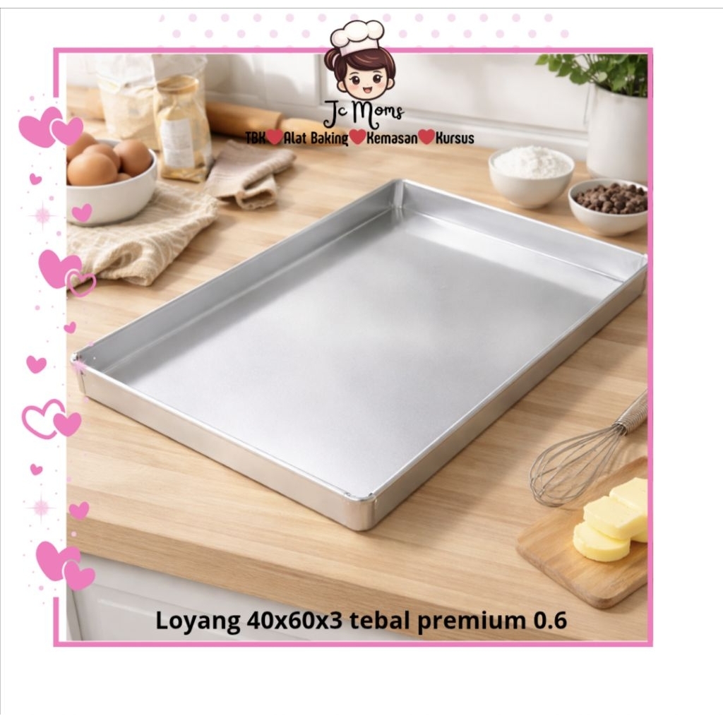 Loyang Oven Besar 40x60x3 cm Tebal 0.6mm Aluminium Premium untuk Bakery