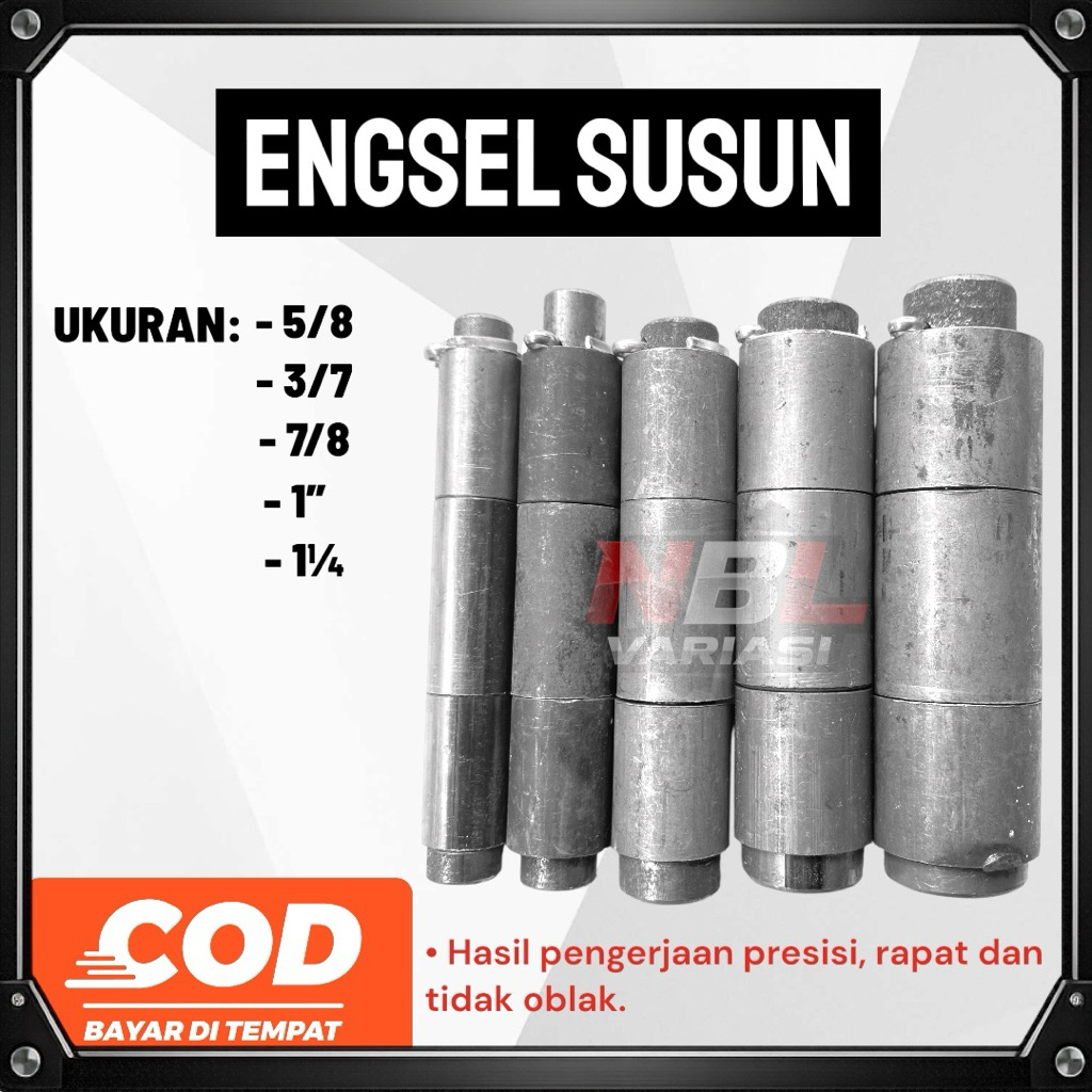 Engsel Bubut Susun 3 Ukuran Lengkap untuk Pintu Besi Pagar Dll