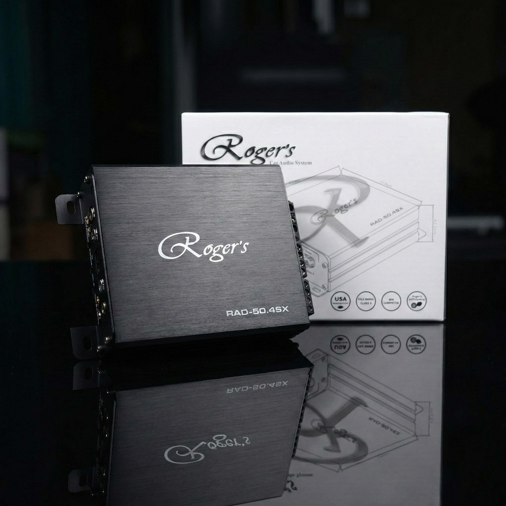 Power Amplifier Mobil Digital Fullrange Class D Powerful Roger's RAD-50.4SX Ukuran Mini
