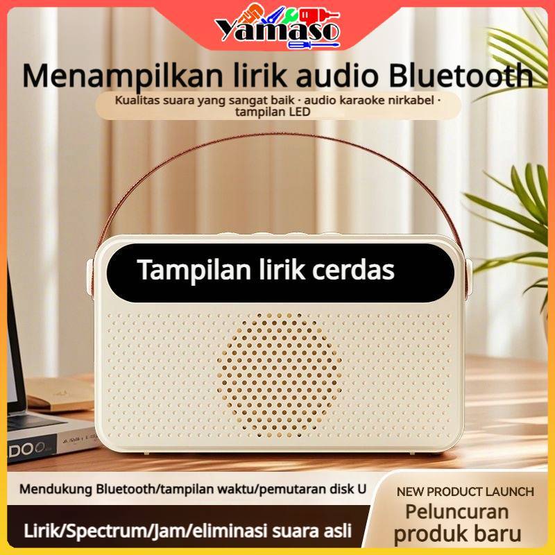 Speaker Bluetooth Portable Dengan Layar Lirik - 1 Speaker Karaoke Rumahan Micro SD USB Flashdisk