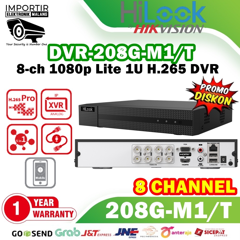 DVR CCTV 8 Channel HILOOK Turbo HD DVR-208G-M1/T