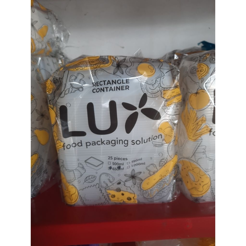 Thinwall / Thinwal / kotak makan ukuran 500ml, 650ml, 750ml dan 1000ml merk Lux termasuk tutup