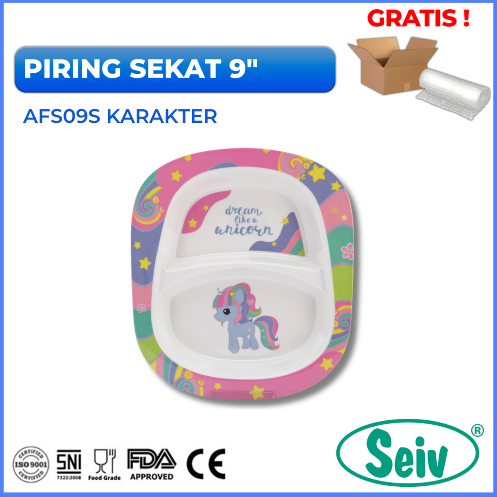 Piring Makan Sekat Melamin 9 inch Seiv by Onyx - AFS09S Karakter Anak