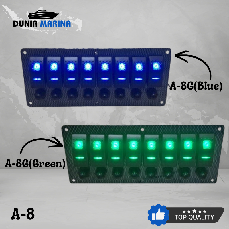 A-8G &A-8B_Saklar Switch Panel 8 Gang With Led Switch