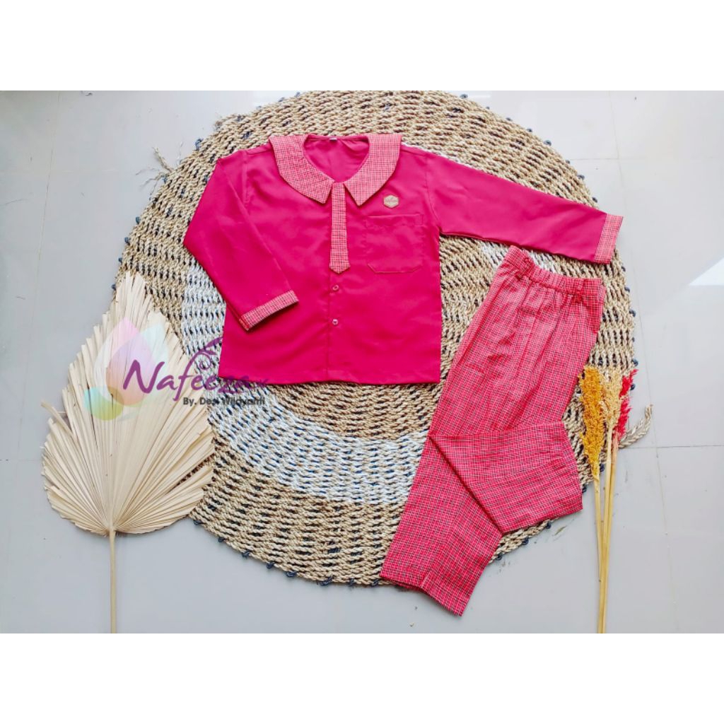 Setelan TPA Gamis Anak Set Jilbab Baju Koko Kemeja Batik Kotak Kotak Polos Jahit Konveksi Jogja Cust
