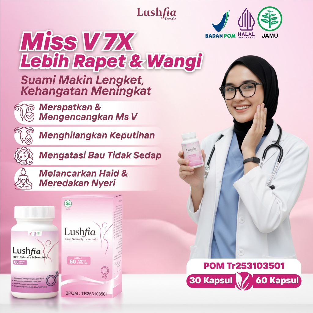 Obat Kewanitaan Lushfia V Perapat Mis V Ori Atasi Keputihan Perapat dan Wangi BPOM