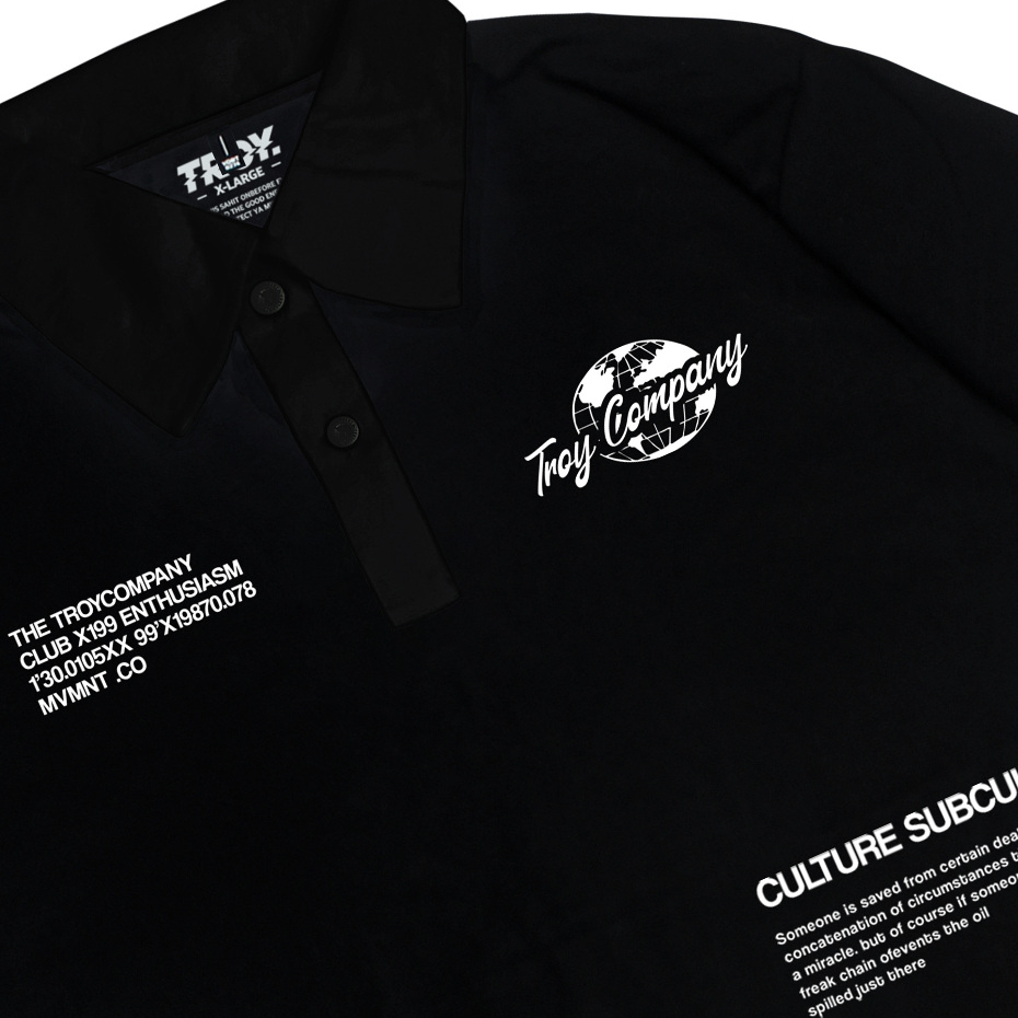 Troy Company Polo Wangky Shirt Full Black Essence - Kaos Polo Hitam WKD 3273