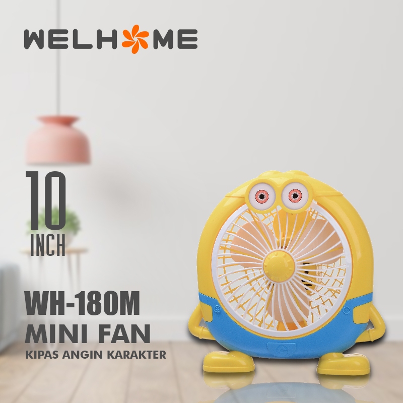 WELHOME Kipas Angin Karakter Minion Kipas Angin Meja Desk Fan 10 Inch WH-180M